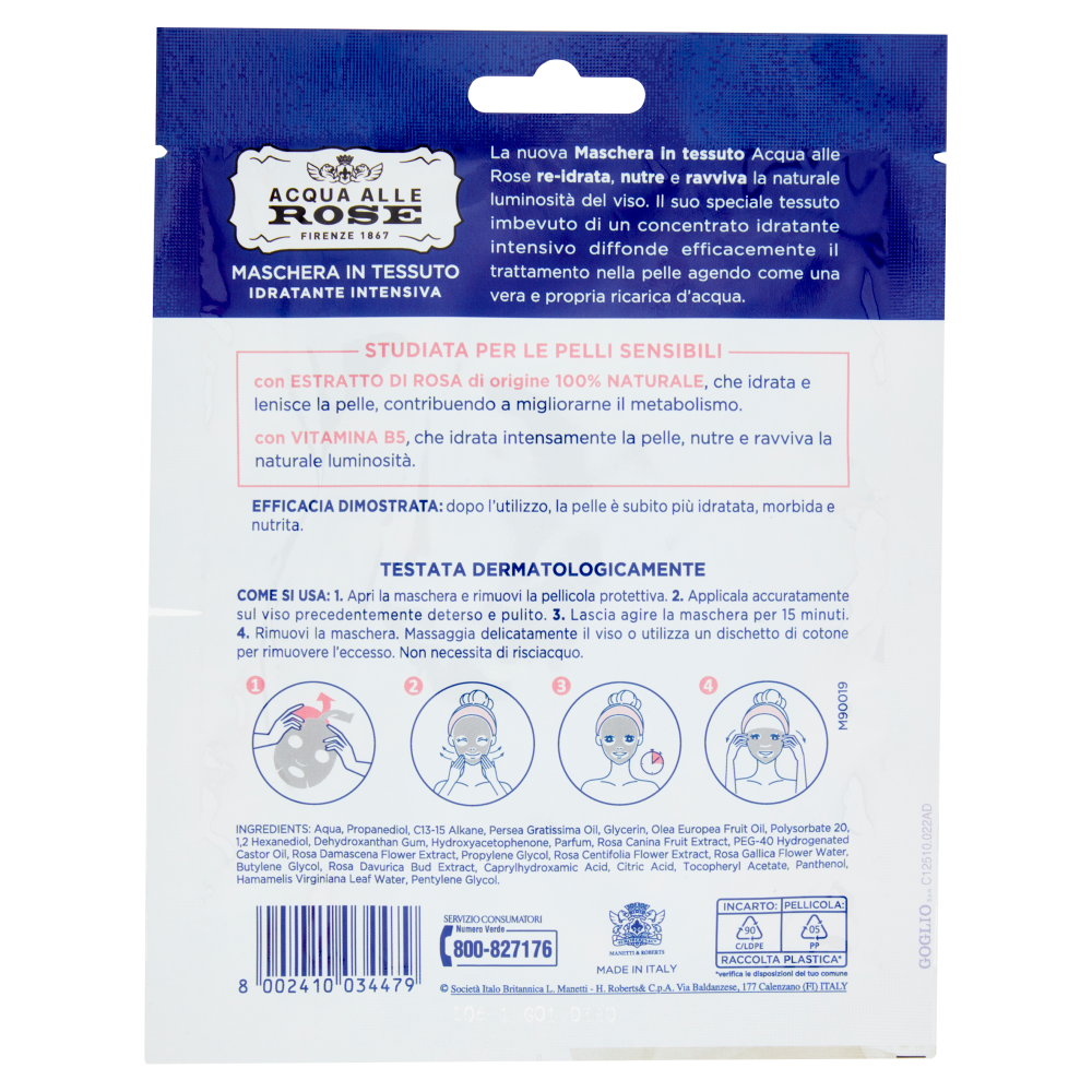 Acqua alle Rose Sensitive Maschera in Tessuto Idratante Intensiva 1 Pezzi, , large