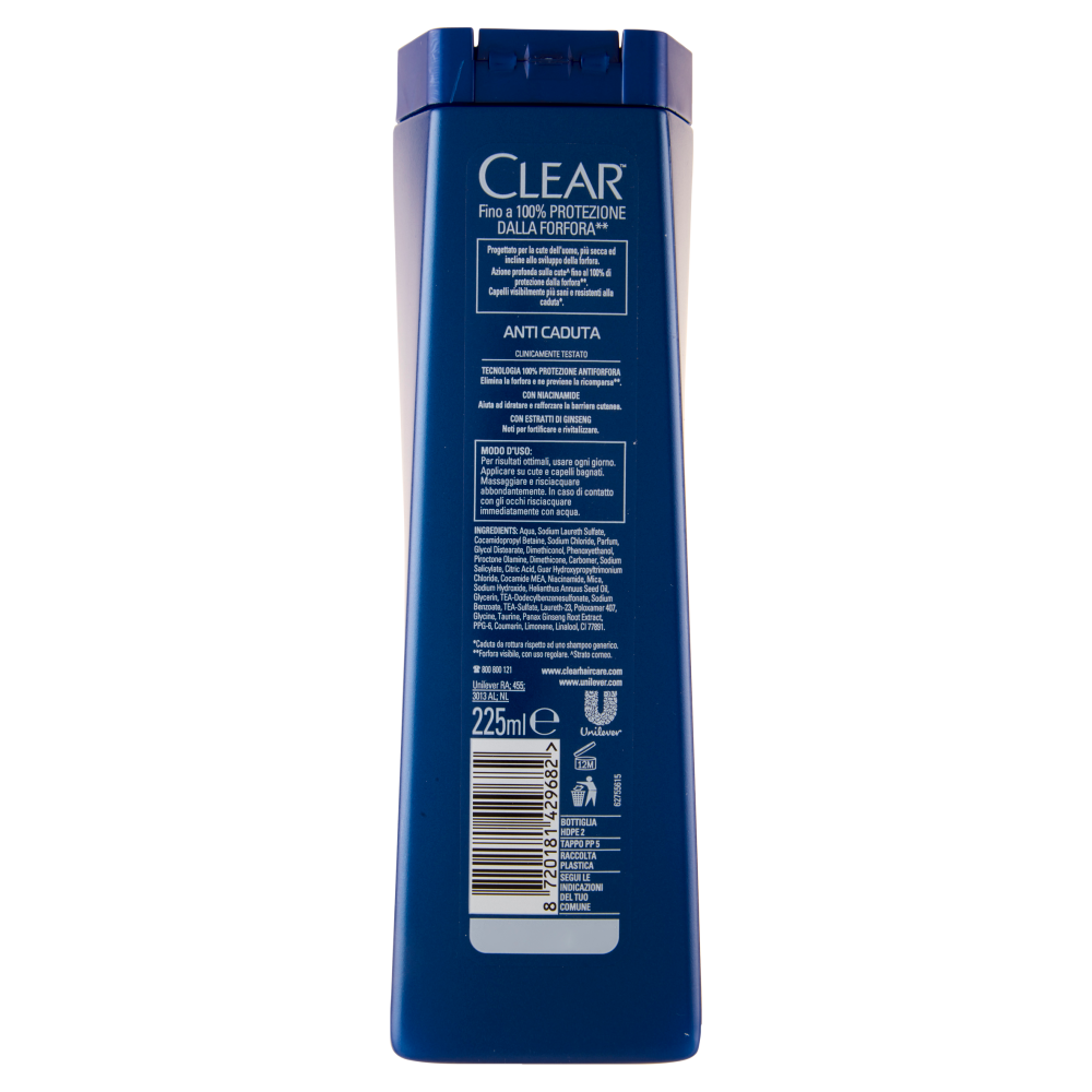 Clear Men Shampoo Antiforfora Anti Caduta 225ml	, , large