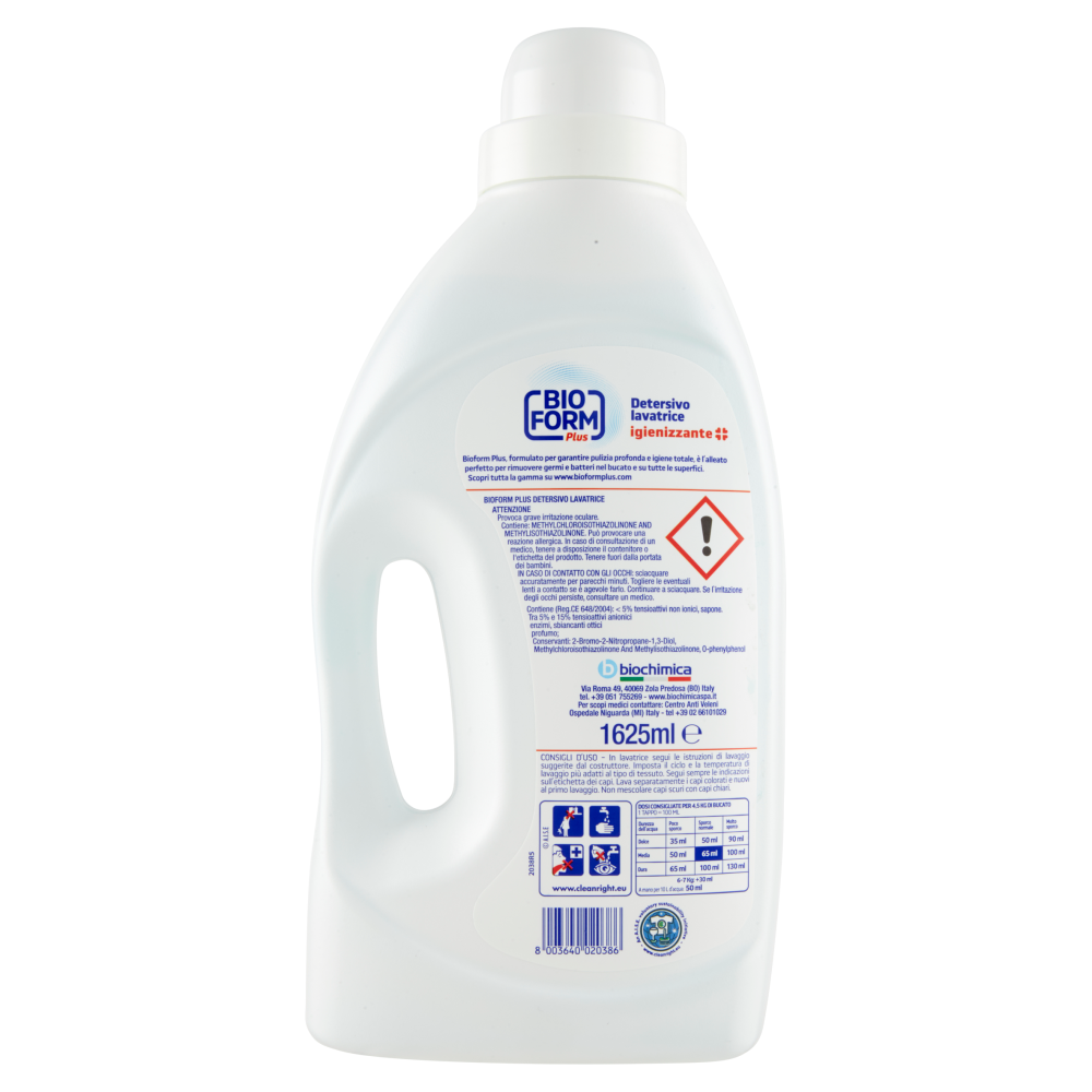 Bioform Plus Igienizzante Detersivo Lavatrice 1625 ml, , large
