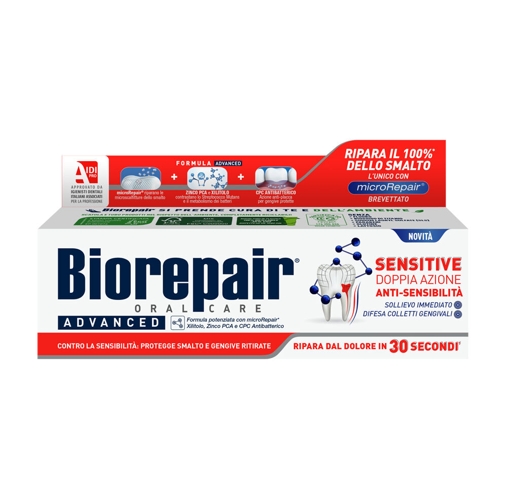 Biorepair Advanced Sensitive, Dentifricio Senza Fluoro Per Denti Sensibili, 75 Ml - Immagine 3