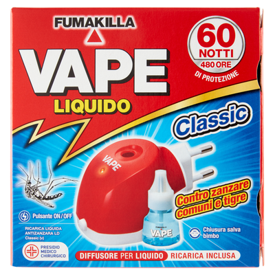 Vape Elettroemanatore Liquido + Ricarica Classica 60 Notti