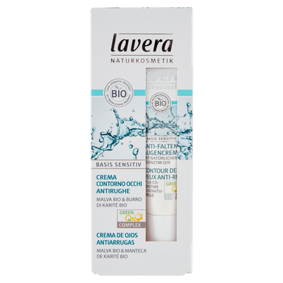 Lavera Basis Sensitiv Crema Contorno Occhi Antirughe Malva Bio & Burro di Karit&eacute; Bio 15 ml