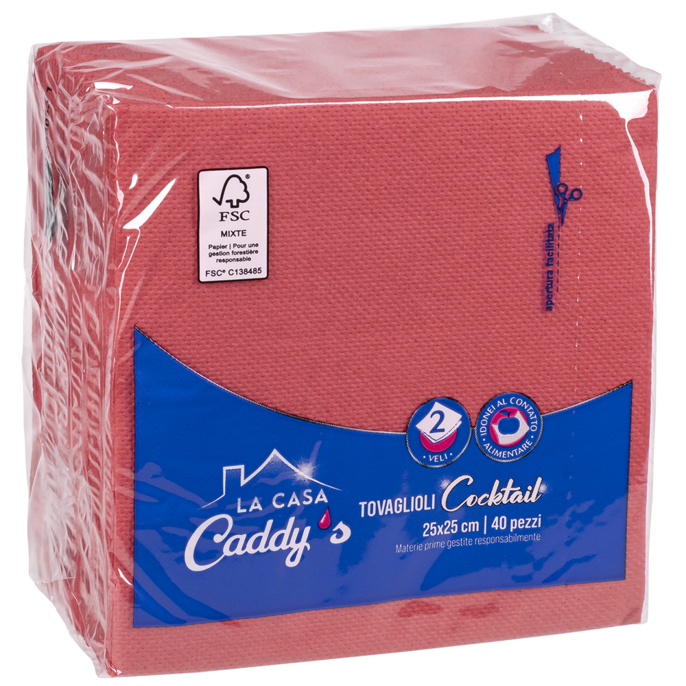 Caddy's Tovaglioli 24x25 Rosso 40 Pezzi, , large