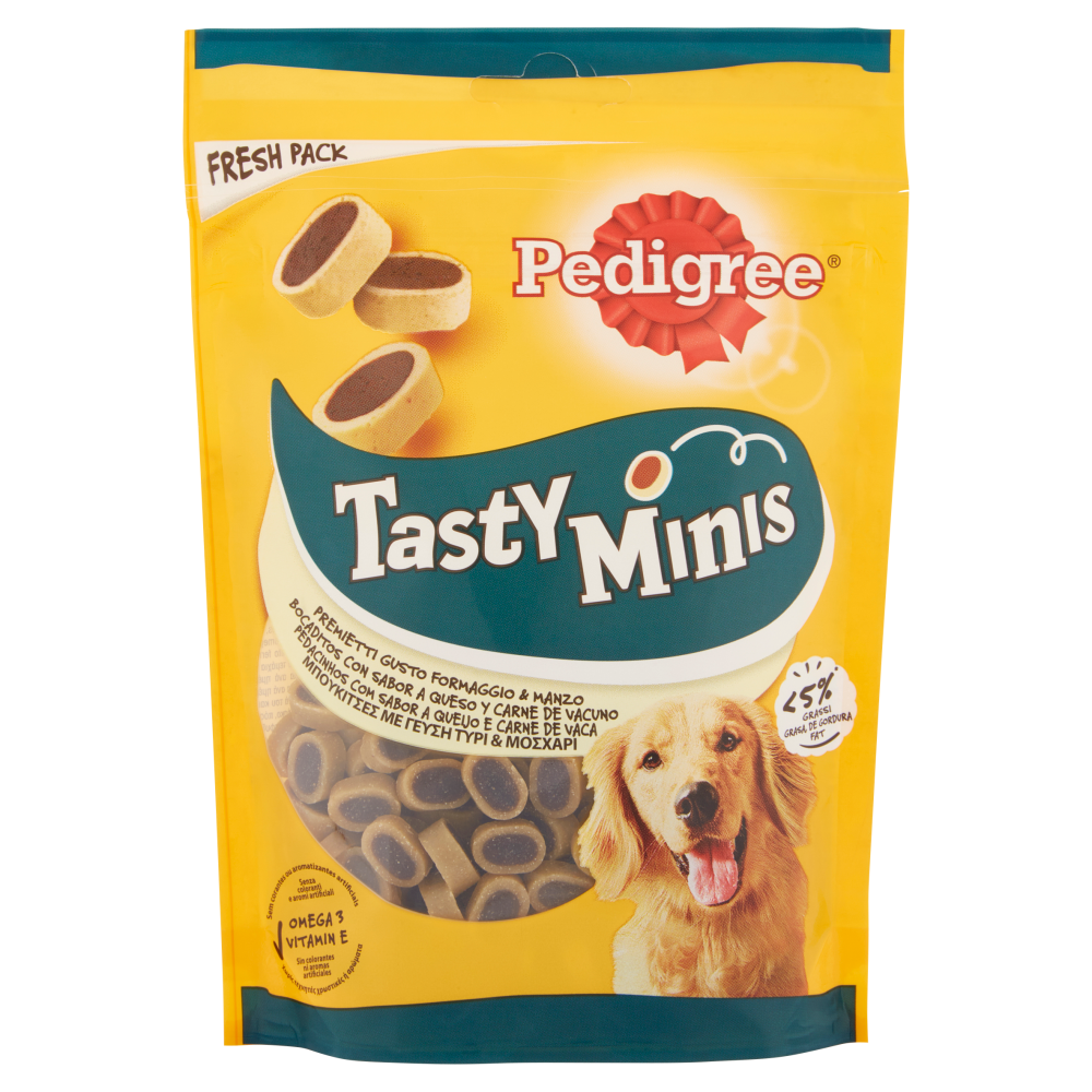 Pedigree Tasty Minis Premietti Gusto Formaggio & Manzo 140 g, , large