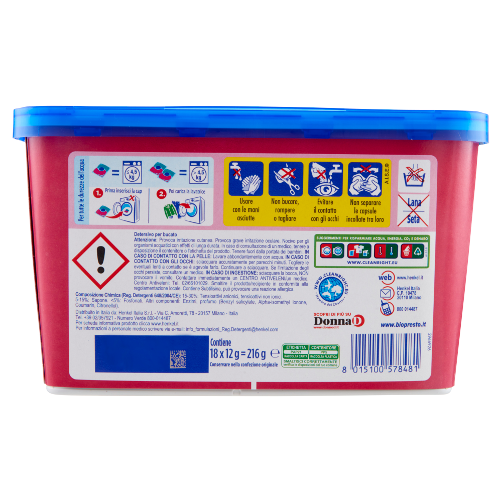 Bio Presto Power Caps Color 18 Lavaggi 18 x 12 g, , large