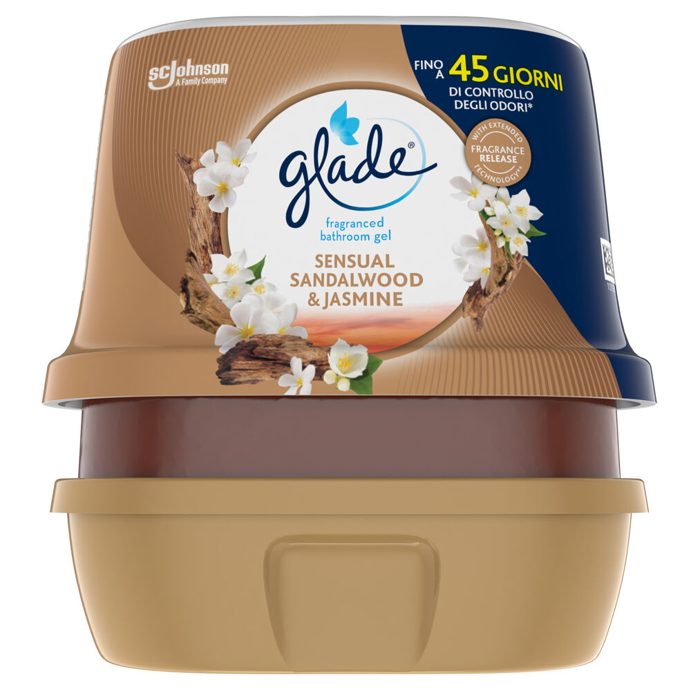 Glade Gel Bagno, Profumatore per ambienti, Fragranza Sandalwood & Jasmine, Fino a 45 Giorni di Controllo degli Odori - -