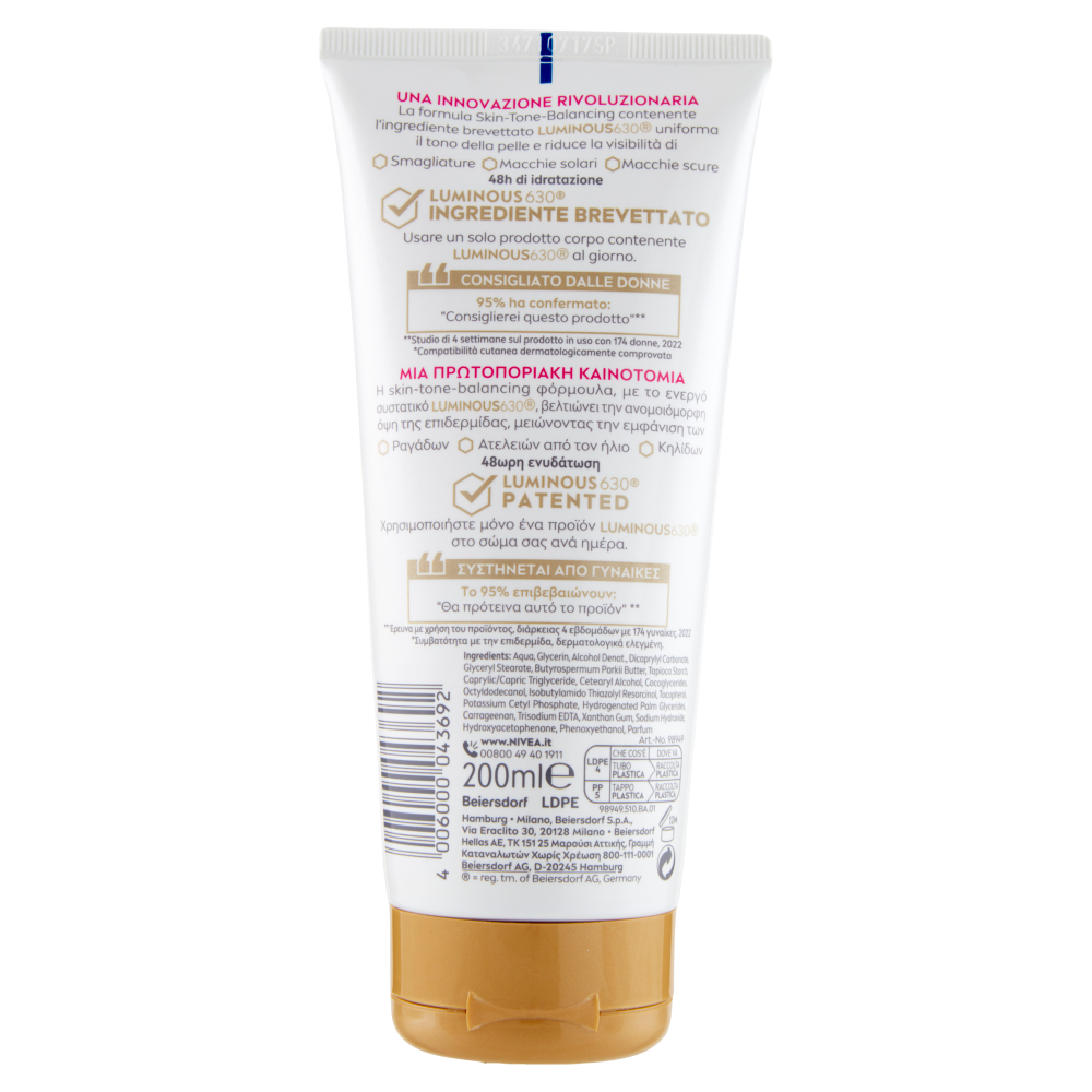 Nivea Luminous 630 Crema Corpo Antismagliature & Antimacchie 200 ml, , large