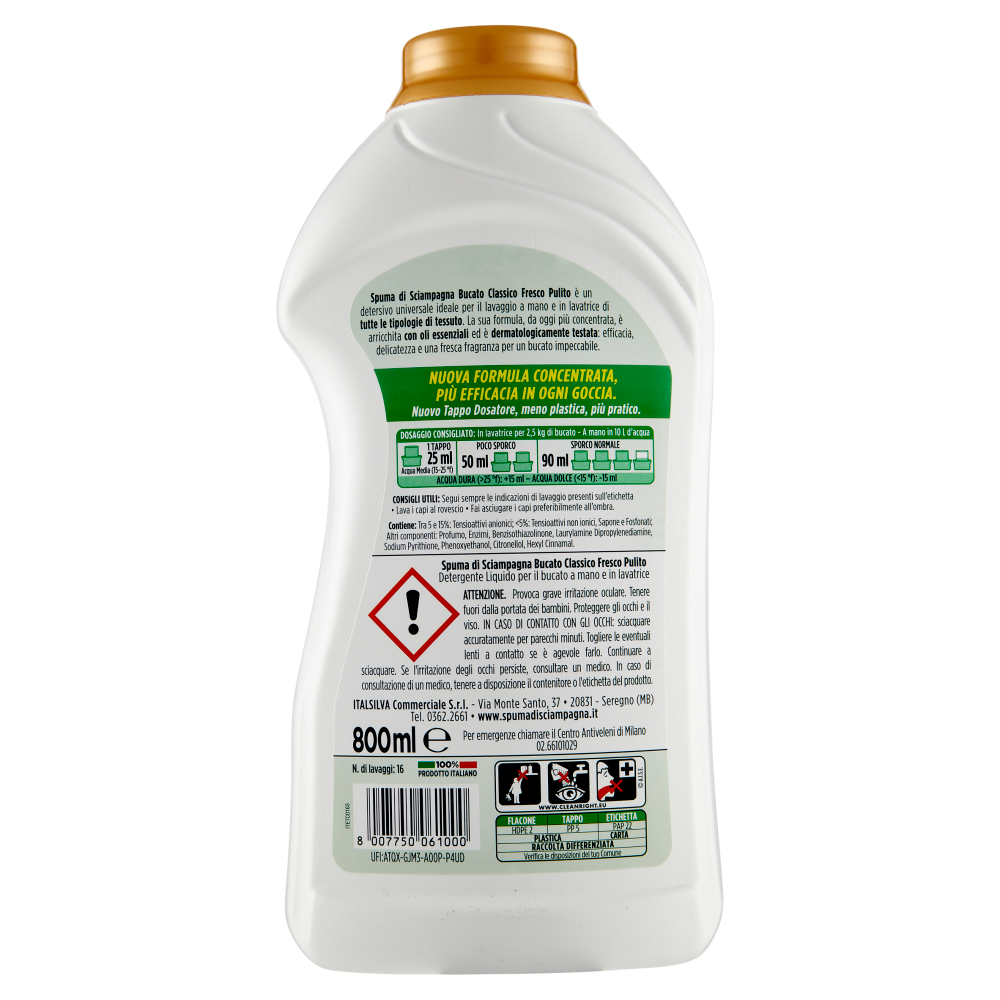 Spuma di Sciampagna Fresco Pulito Bucato 800 ml, , large