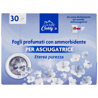 Caddy's Fogli Profumati per Asciugatrice Eterea Purezza 30 Pezzi