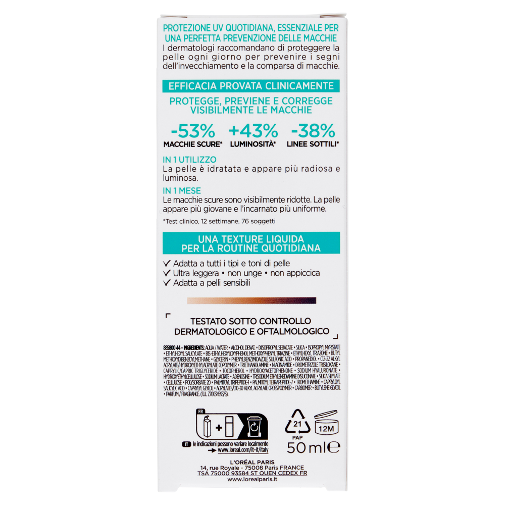 L'Or&eacute;al Paris Bright Reveal Fluido UV Anti-Macchie Spf 50+ 50 ml, , large