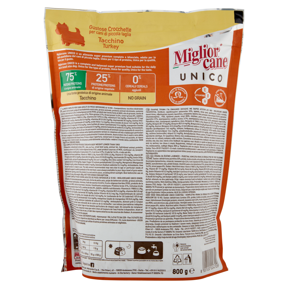 Migliorcane Unico Dog Adult Mini con Tacchino 800 gr, , large