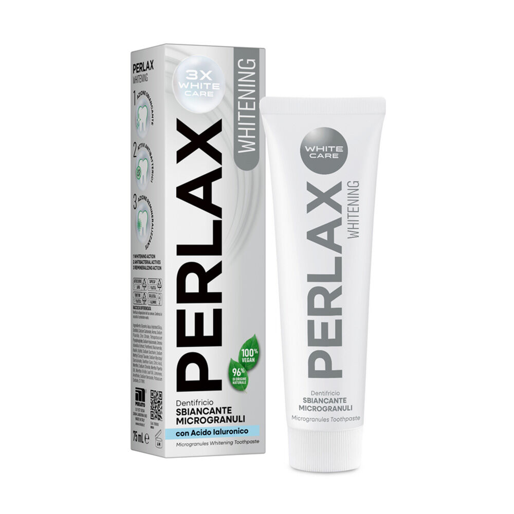 Perlax Dentifricio Whitening 3X White Care con Microgranuli e Acido Ialuronico 75 ml, , large