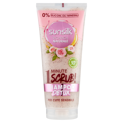 Sunsilk Ricarica Naturale 1 Minute Scrub! Shampoo Detox per Cute Sensibile 200 ml