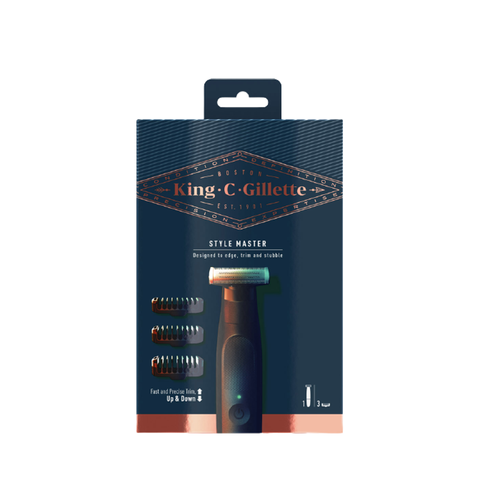 Gillette King C. Style Master Kit Regolabarba, Rasoio Elettrico Uomo + 3 Pettini, , large