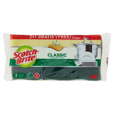 Scotch-Brite Classic Super Absorbent Scrub Sponge 3 Pezzi