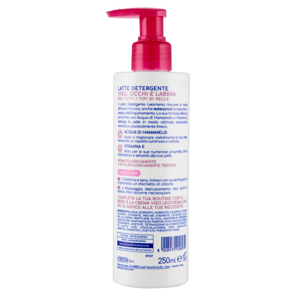 Leocrema Skincare Latte Detergente Viso, Occhi e Labbra 250 ml, , large