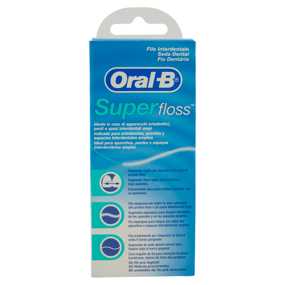 Oral-B Filo Interdentale Super Floss 50 Fili Pre-Tagliati, , large