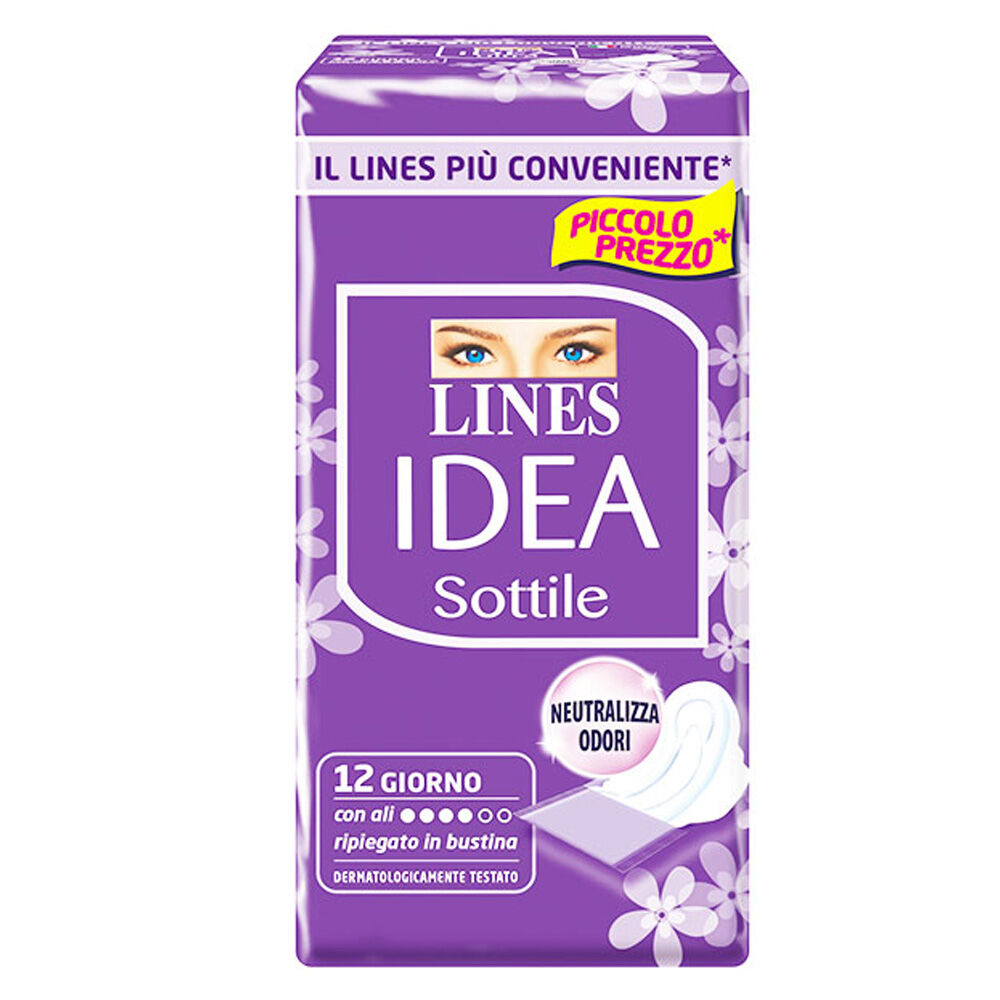 Lines Idea Sottile Giorno con Ali 12 Assorbenti, , large