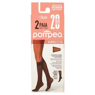 Pompea Ideale Gambaletto 20 Den Taglia Unica Polvere Dorata 2 Paia