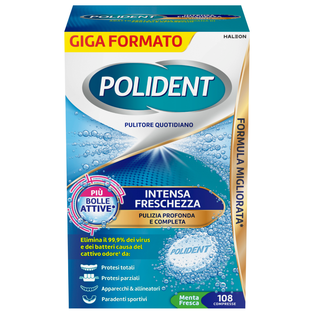 Polident Intensa Freschezza Pulitore Quotidiano per Protesi Dentali 108 Compresse, , large