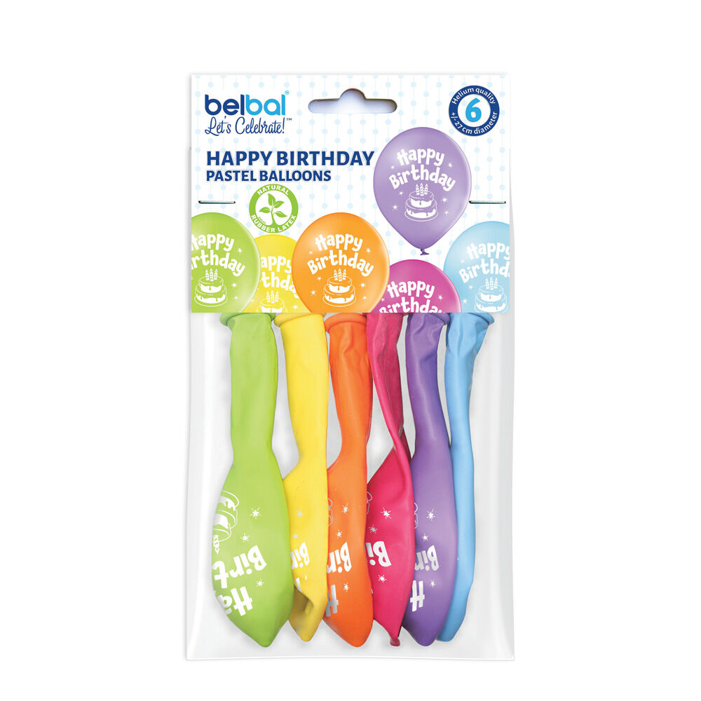 Happy Birthday Cake Pastel Balloons 6 Pezzi, , large