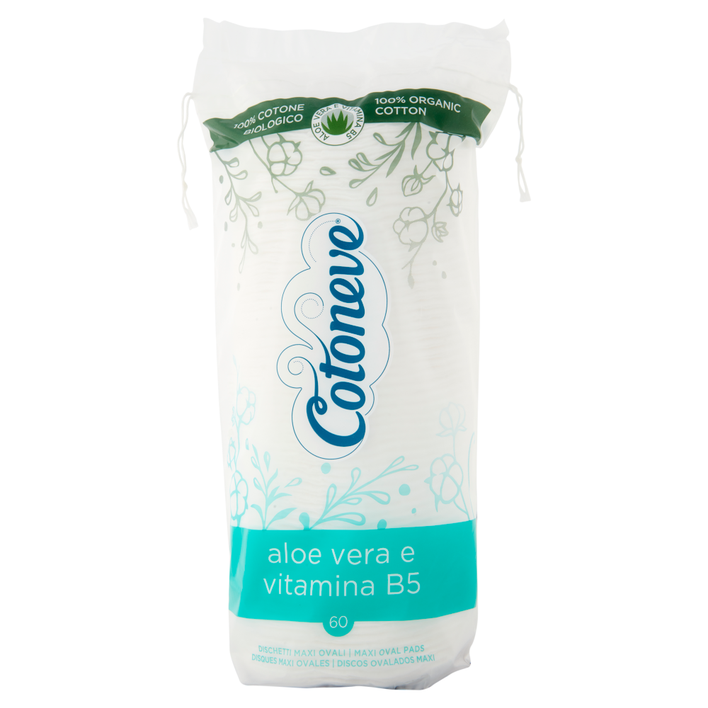 Cotoneve Dischetti Struccanti Maxi Ovali Aloe Vera & Vitamina B5 60 pz	, , large
