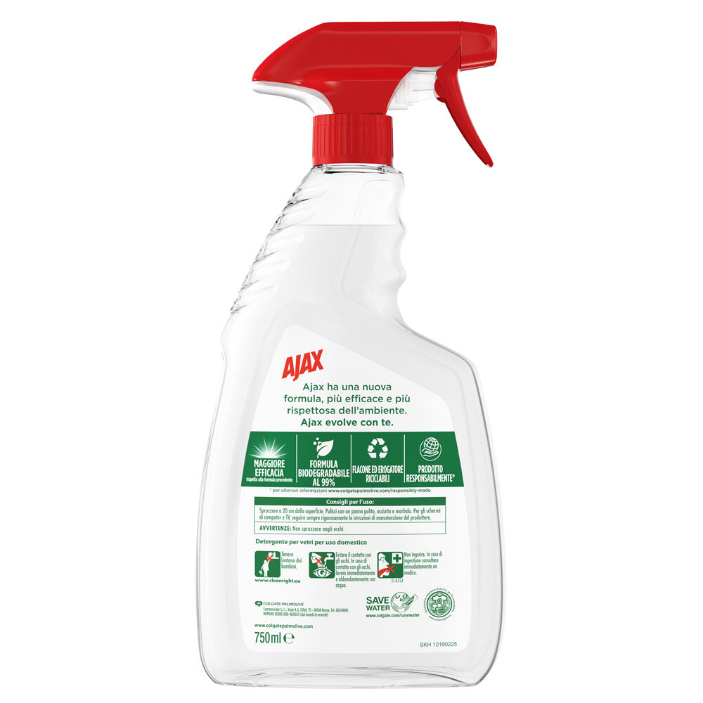 Ajax Crystal Clean Detersivo Spray Vetri 100% Anti-Alone 750 ml, , large