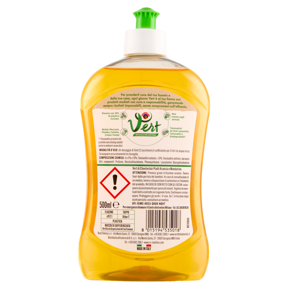 Chanteclair Vert Ecodetergente Piatti Arancia e Mandarino 500 ml, , large