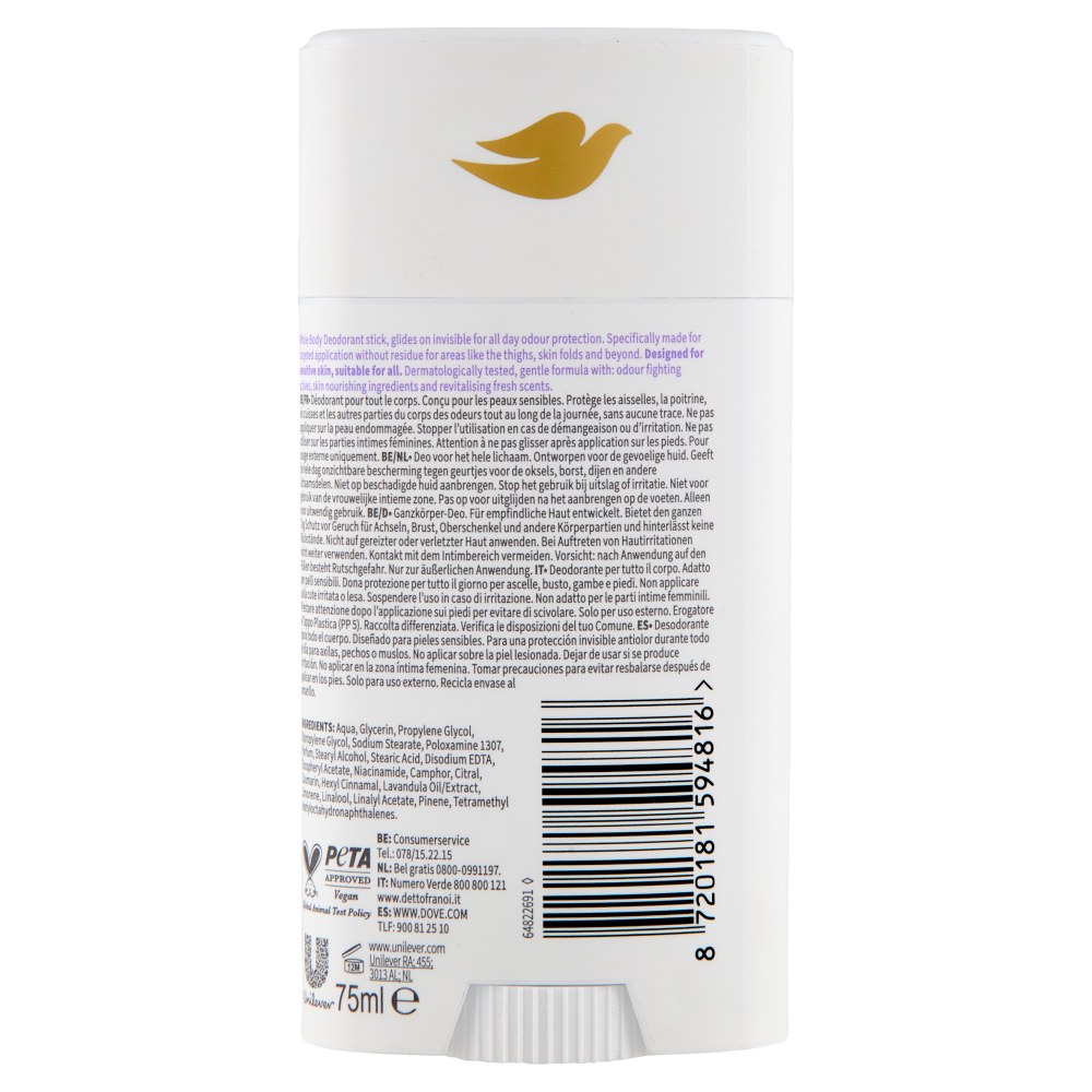 Dove Whole Body Deo Sensitive Lavender & Camomile Scent 75 ml, , large