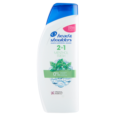 Head & Shoulders Menthol Fresh 2In1 Shampoo e Balsamo Antiforfora Rinfrescante 540 ml