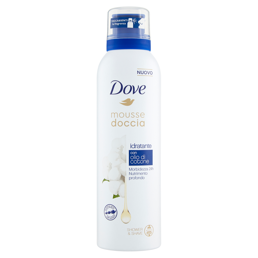 Dove Mousse Doccia Idratante con Olio di Cotone 200 ml, , large