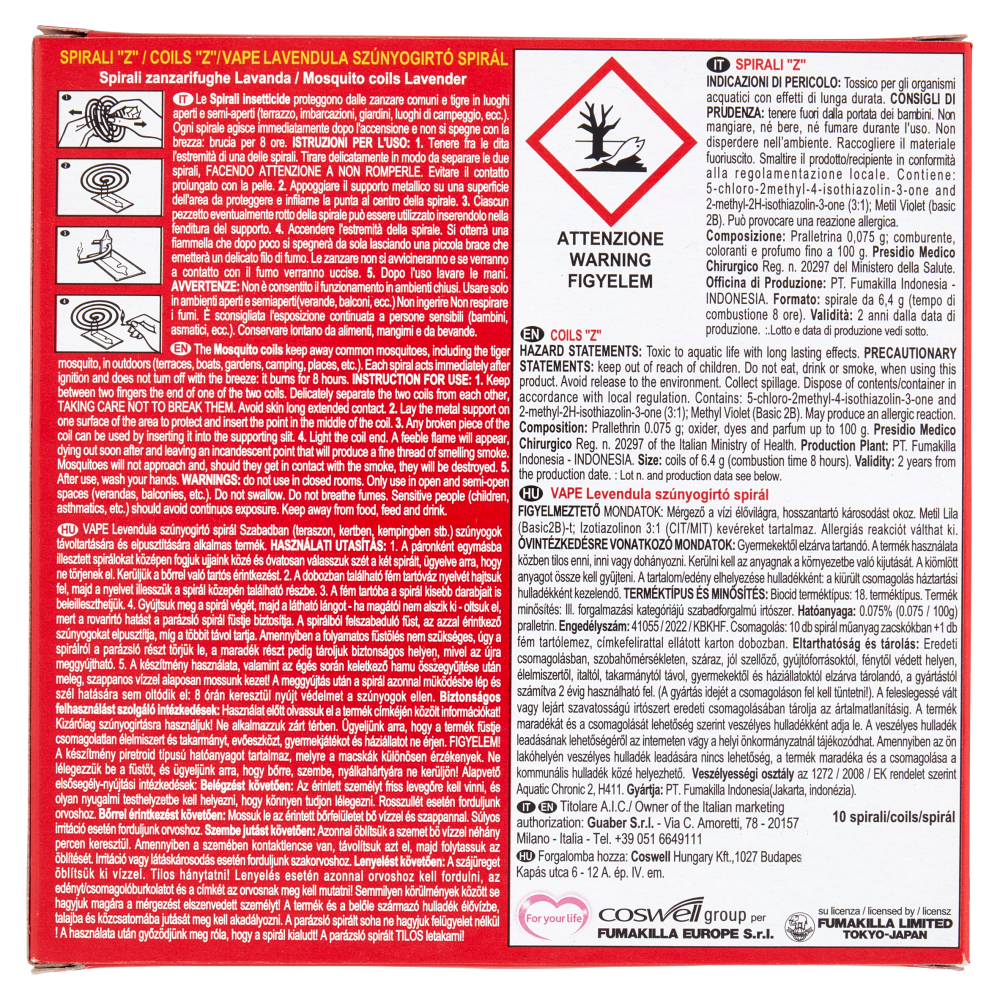 Vape Spirali Profumate Assortite 10 Pezzi, , large