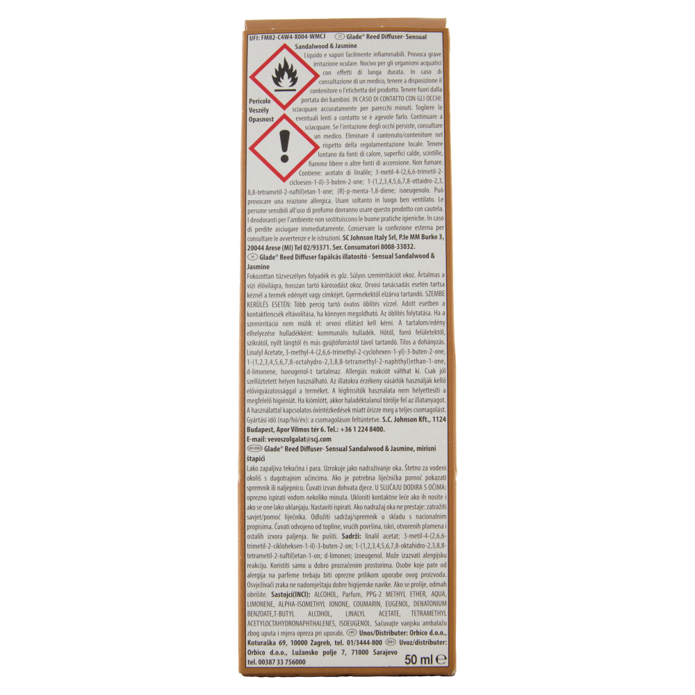Glade Diffusore a Bastoncini Fragranza Sensual Sandalwood & Jasmine 50 ml, , large