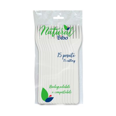 Bibo Forchette Bianche Bioplastica 15 Pezzi