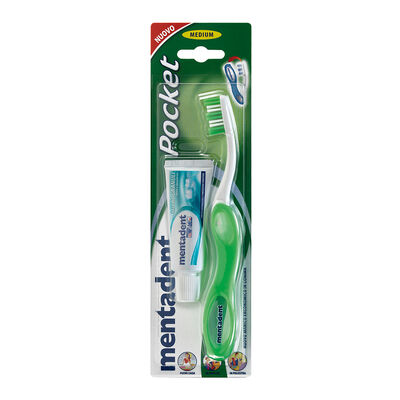 Mentadent Pocket Dentifricio + Spazzolino da Viaggio