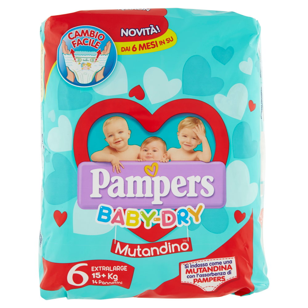 Pampers Baby Dry Mutandino Taglia 6 Extralarge 14 Pannolini, , large
