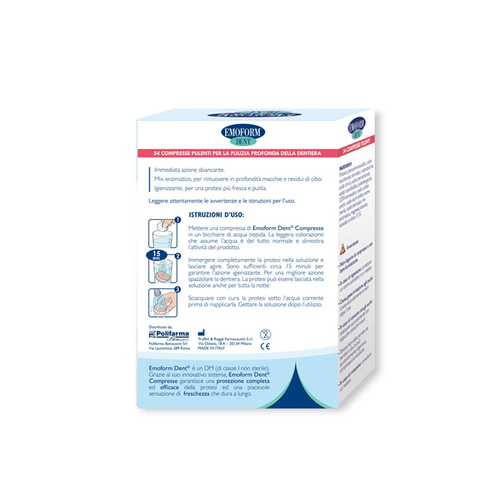 Emoform Dent Compresse Effervescenti per la Pulizia della Dentiera 54 Pezzi, , large