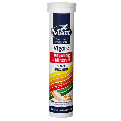 Matt Vigore Vitamine & Minerali Integratore Alimentare Multivitaminico e Multiminerale in Compresse Effervescenti  20 Compresse