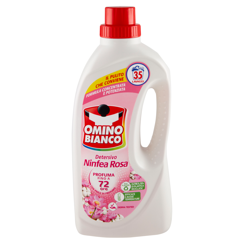 Omino Bianco Detersivo Lavatrice Liquido Ninfea Rosa 35 Lavaggi 1400 ml, , large