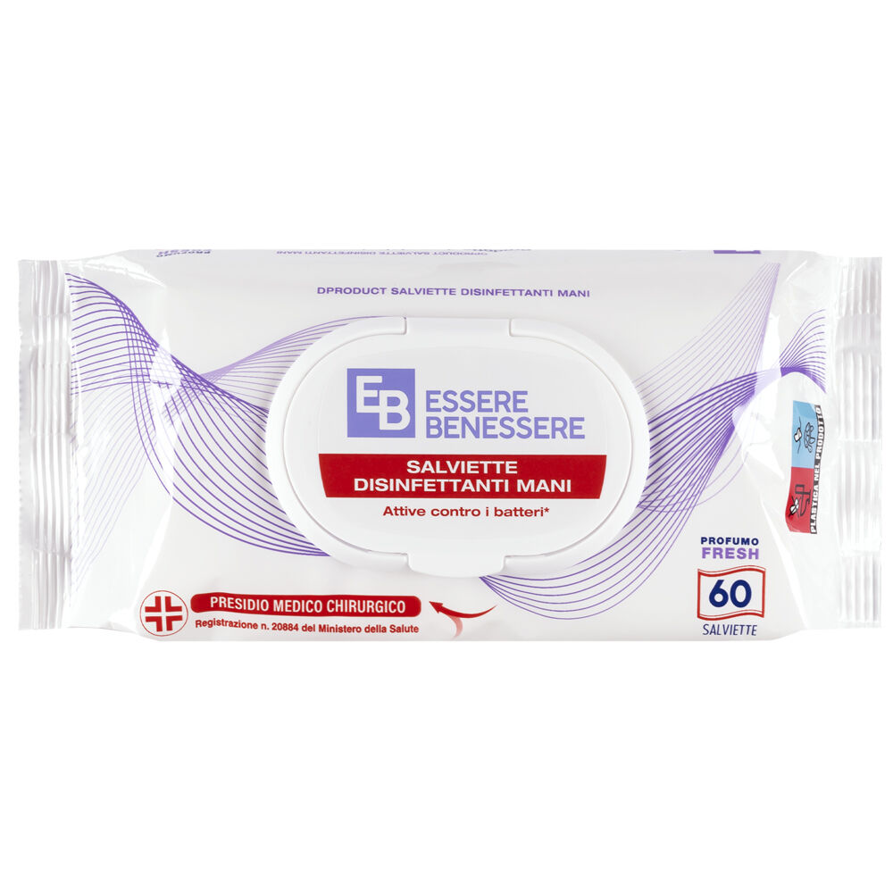 Essere benessere Salviette Disinfettanti Mani 60 Salviette, , large