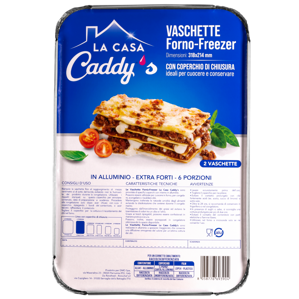 Caddy's Contenitore Alluminio con Coperchio 6 Porzioni 2 Pezzi , , large