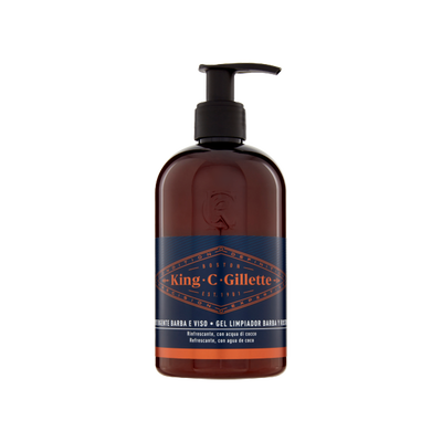 Gillette King C. Detergente Barba e Viso con Acqua di Cocco, Olio di Argan e Olio di Avocado 350 ml