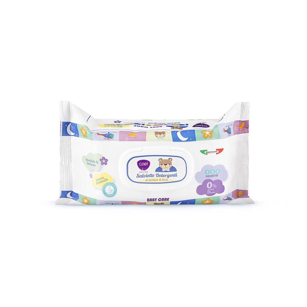 Clendy Baby Salviette Detergenti al Nettare di Fiori 100 Pezzi, , large