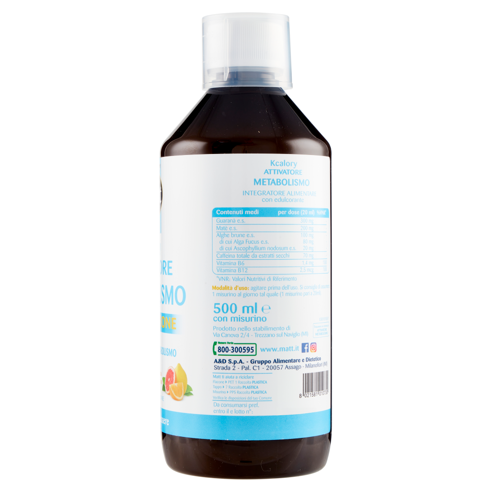 Matt Slimming Kcalory Attivatore Metabolismo Doppia Azione 500 ml, , large