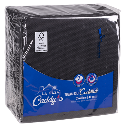 Caddy's Tovaglioli 24x25 Nero 40 Pezzi