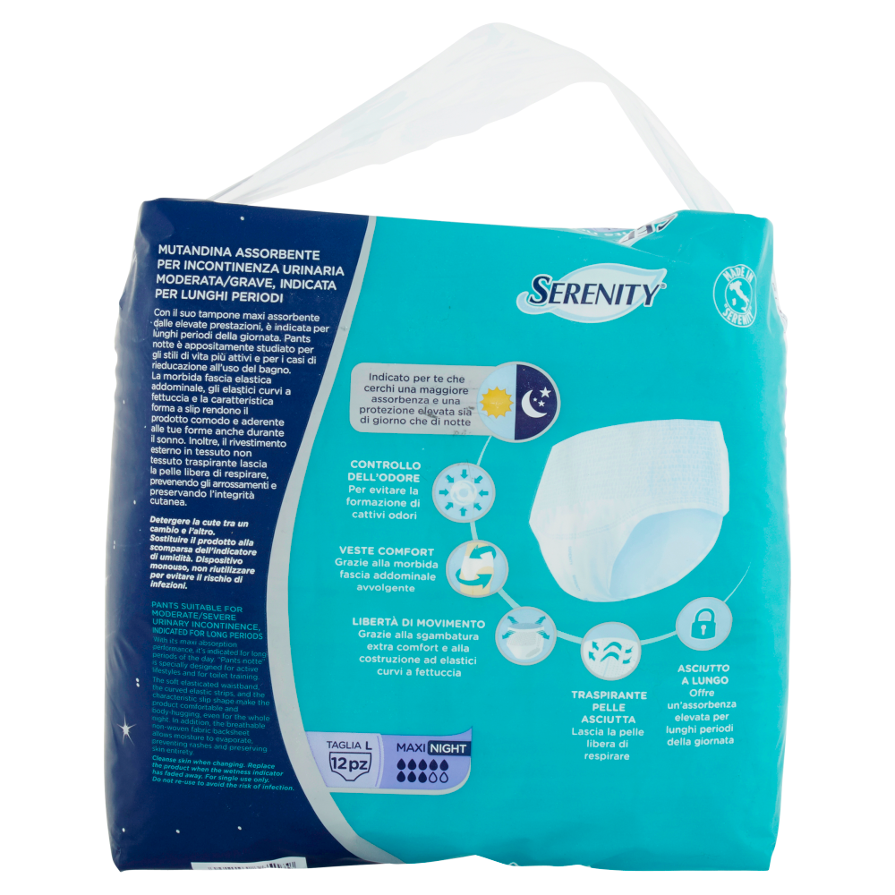 Serenity Pants Notte Maxi Taglia L 12 Pezzi, , large