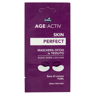Matt Age Activ Skin Perfect Maschera Occhi in Tessuto Rughe-Borse-Occhiaie Bava di Lumaca Pura 2 Pezzi