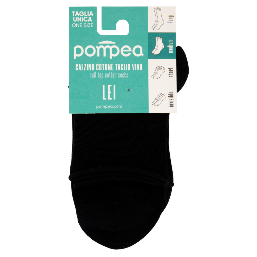 Pompea Lei Calzino Cotone Taglio Vivo Taglia Unica Nero, , large