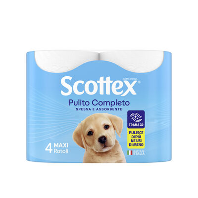 Scottex Carta Igienica Pulito Completo Confezione da 4 Rotoli