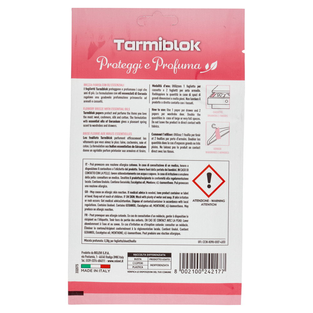 Relevi Tarmiblok Proteggi e Profuma Brezza Fiorita per Armadi e Cassetti 12 Pezzi, , large
